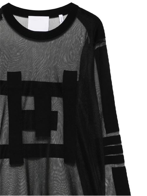 Top  in maglia nera costruzione semitrasparente Helmut Lang | O07HW701001